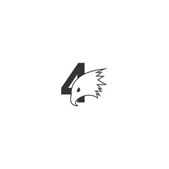 Number 4 logo icon with falcon head design symbol template