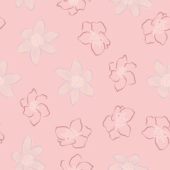 Beautifull tropical flowers and leaves seamless pattern design