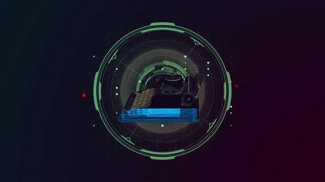 Vintage typewriter with dark scien background. 3d render