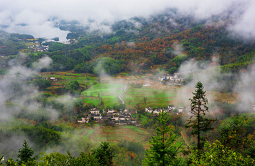 village in the valley of mountains