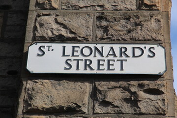 Street name sign for St Leonard's Street in Edinburgh Scotland