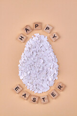 Top view chicken egg made of eggshells.