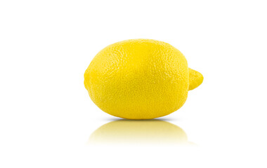 One lemon is isolated on a white background
