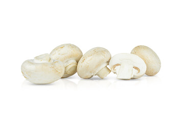 Several champignons are isolated on a white background