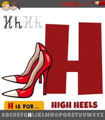 letter H from alphabet with cartoon high heels