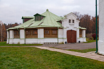 Horse yard in the old estate near Moscow Serednikovo