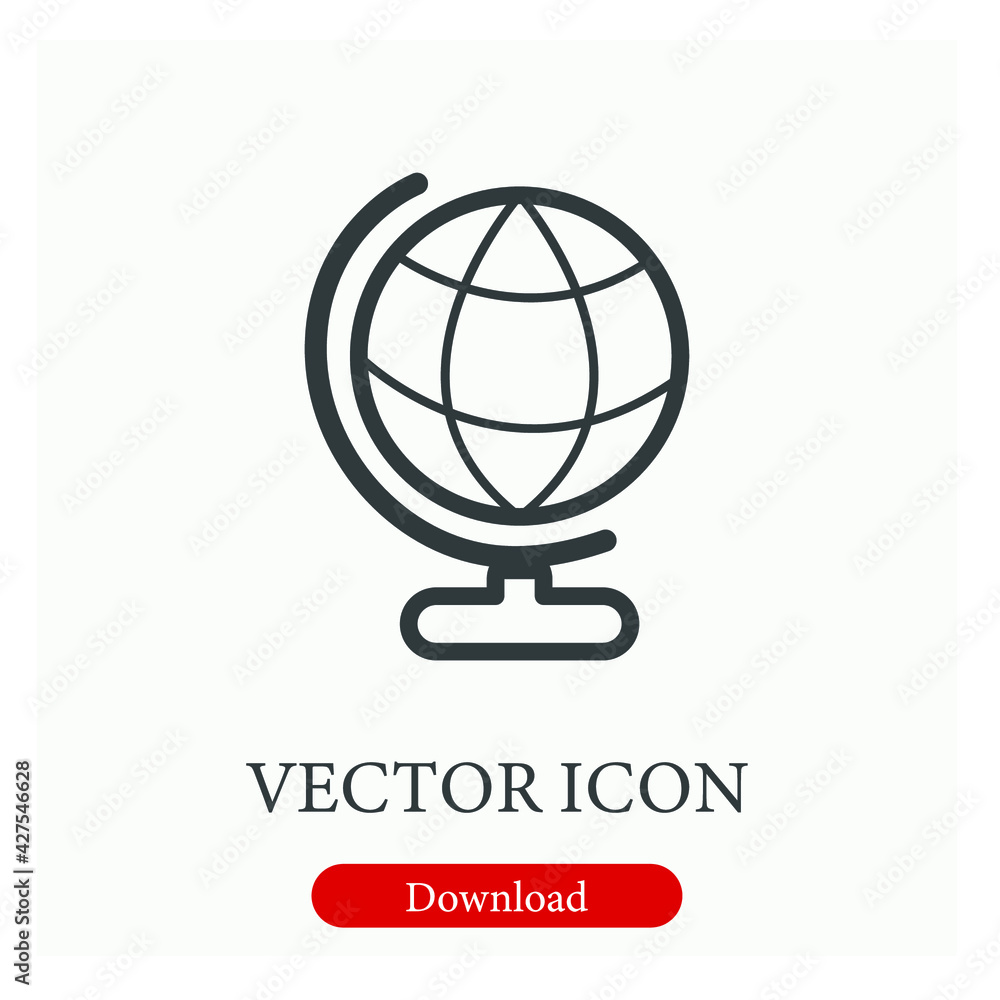 Poster globus vector icon. editable stroke. linear style sign for use on web design and mobile apps, logo. 