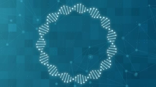 Animation of DNA structure. Medical science looped background. abstract rotating spiral double helix molecule. chromosome, genes, genetics, genome medical concept. animated medical stock footage