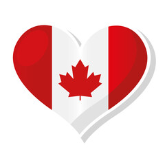 Flag of Canada in heart shaped - Vector illustration
