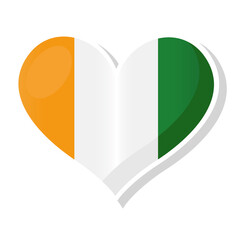 Flag of Ivory Coast in heart shaped - Vector illustration