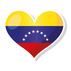 Flag of Venezuela in heart shaped - Vector illustration