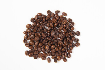 Coffee beans isolated on white background. close up.
