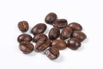 Coffee beans isolated on white background. close up.