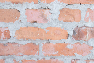 Old brown brick wall. Close-up. Horizontal view. grunge abstract Background. Texture. brick wall structure. Template design for web banners