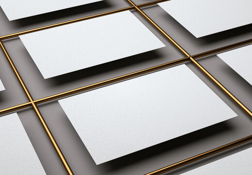 3d illustration. Blank white business cards mockup. Modern template for brand identity.