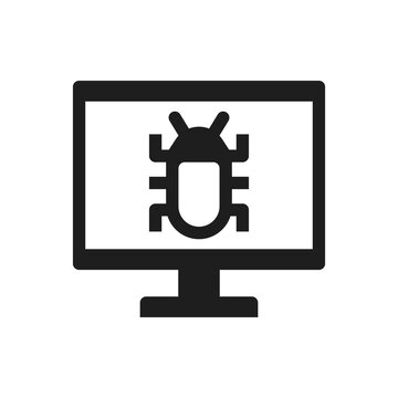 desktop computer infected virus icon malware and Bug sign symbol