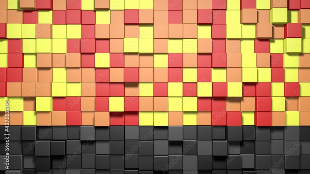 Poster 3d abstract cubes. video game geometric mosaic waves pattern. construction of hills landscape using 