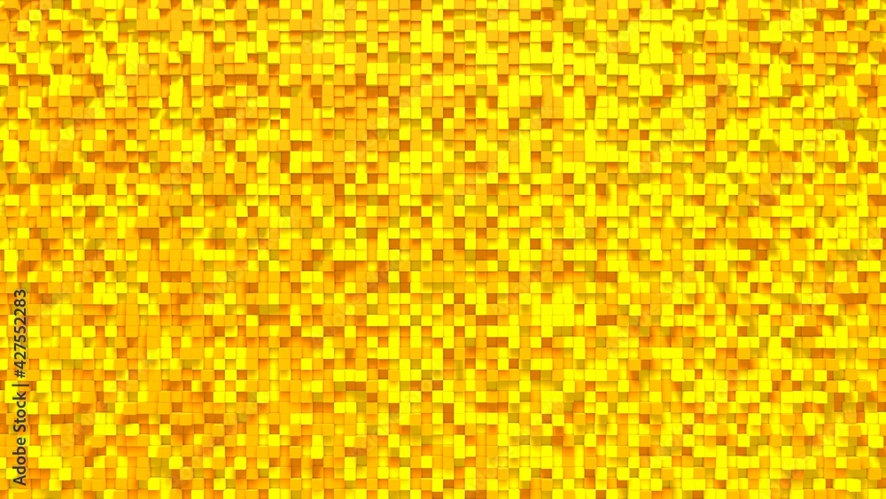 Poster orange yellow small box cube random geometric background. abstract square pixel mosaic illustration.
