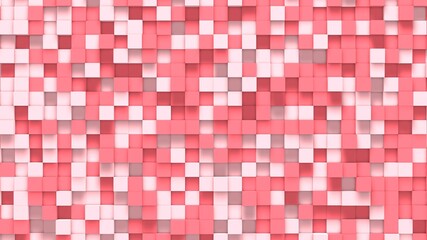 Pink small box cube random geometric background. Abstract square pixel mosaic illustration. Land block background. Fantasy fractal design. Digital art. 3D rendering