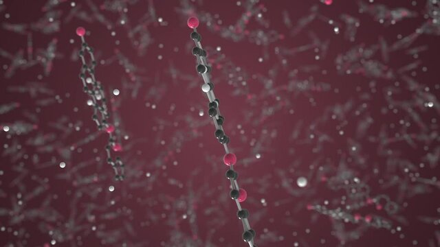 Estradiol cypionate molecule. Ball-and-stick molecular model. Chemistry related looping 3d animation
