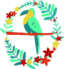 Tropical Tucan Wreath Illustration