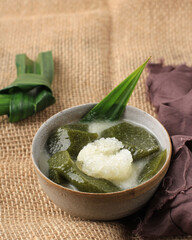 Es Cincau Hijau or Green Grass Jelly (Cincau Ijo), Indonesian Dessert Made from Cincau Leaf with...