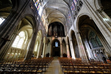A view of the interior of the Saint-Denis cathedral. The 13th April 2021, Saint-Denis, north...