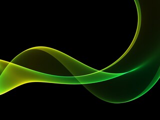 Abstract green wave on a black background	