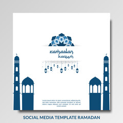 Islamic design concept. ornamental lantern pattern with mosque. Ramadan Kareem or Eid Mubarak greeting. perfect for invitation Banner or Card Background, social media post Vector illustration.