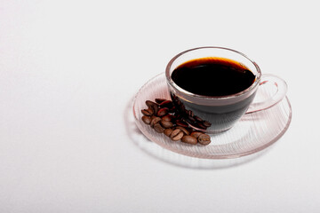 cup of coffee with beans