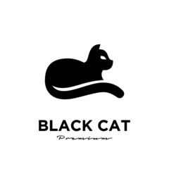 black cat pets logo vector icon illustration isolated design