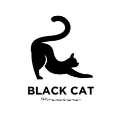 black cat pets logo vector icon illustration isolated design