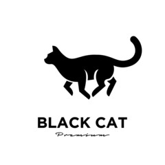 black cat pets logo vector icon illustration isolated design