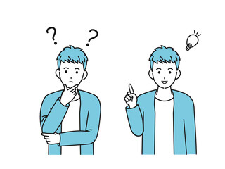 直感 考え事 アイデア 閃く ポーズ 仕草 スーツ姿の男性 イラスト素材 Wall Mural Senryu