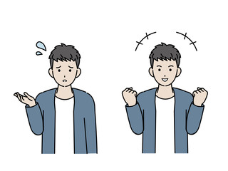 中高年の男性 仕草 ポーズ バリエーション セット ミドル イラスト素材 Wall Mural Senryu