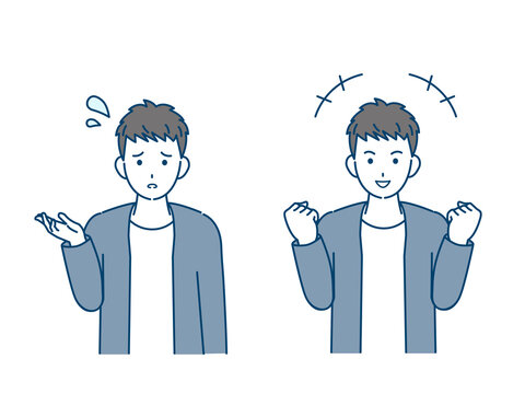 若い男性 困るポーズ ガッツポーズ 上半身 イラスト素材 Stock Vector Adobe Stock