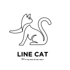 black cat pets line outline logo vector icon illustration isolated design