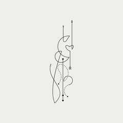 Line Dot Tattoo, Minimal Style Modern Tattoo