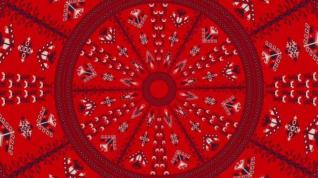Traditional Romanian embroidery inspired background, endless rotating loop