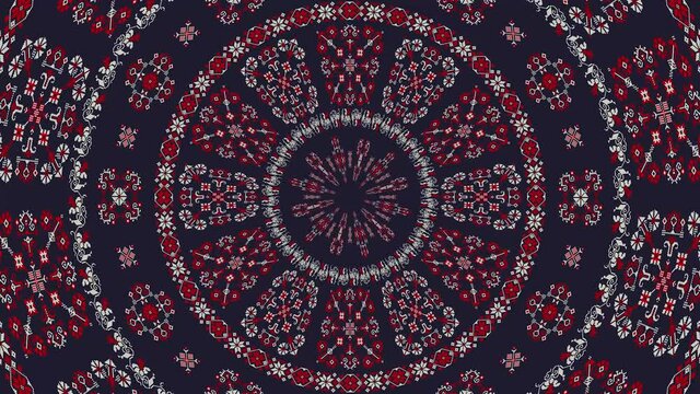 Traditional Romanian embroidery inspired background, endless rotating loop