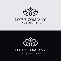 Lotus Yoga Logo Design Premium Vector