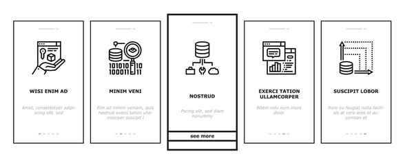 Digital Processing Onboarding Mobile App Page Screen Vector. File Compression And Visualization, Download And Upload File Digital Processing Illustrations