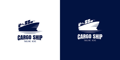 Illustrations of cargo ship logo design concept © MEGAWE