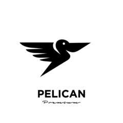 Fototapeta premium black pelican logo vector icon illustration isolated design