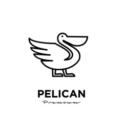 Naklejka premium black pelican line logo vector icon illustration isolated design