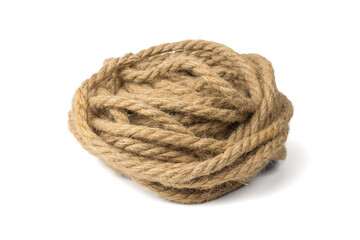 Large twisted rope isolated on a white background.