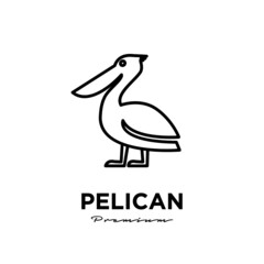 black pelican line logo vector icon illustration isolated design