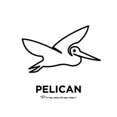 black pelican line logo vector icon illustration isolated design