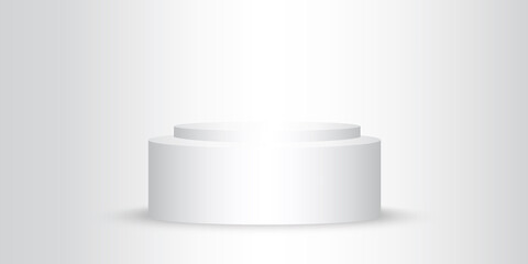 3d template with white podium on light background. Award winner, product display. Stock image. Vector illustration. EPS 10.