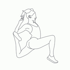 Linear silhouette woman practicing yoga. Healthy lifestyle. 